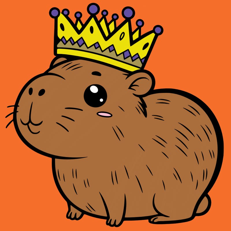 capybara cute crown cartoon
