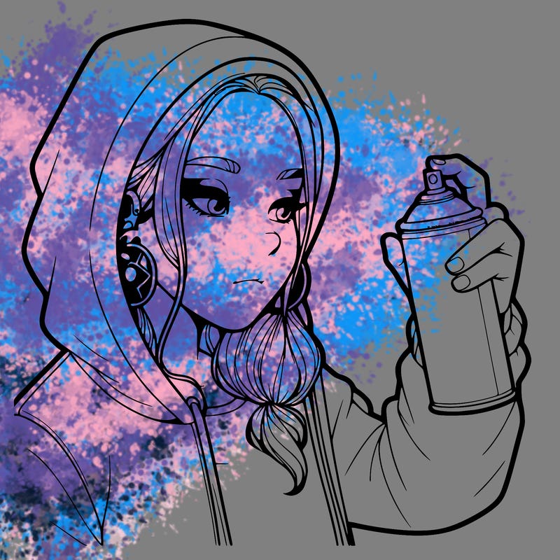 a realistic girl, spray painting