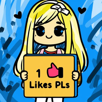girl holding a sign saying 10 likes pls