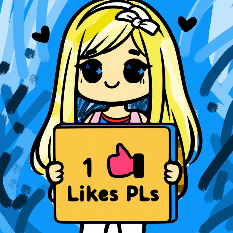 girl holding a sign saying 10 likes pls