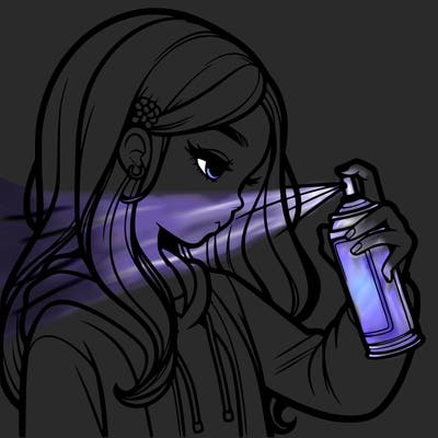 a realistic girl spray painting