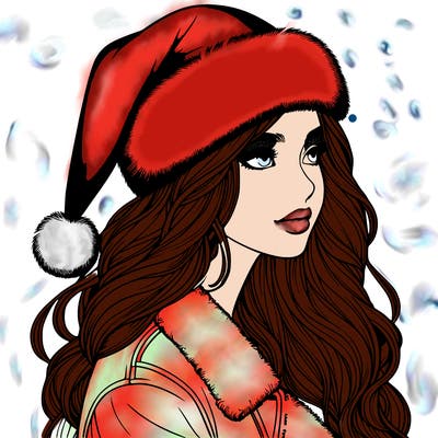 realistic girl in santa hat