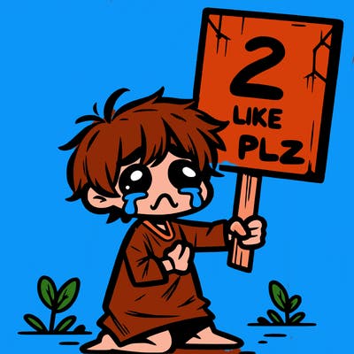 small poor toddler crying with sign that says 2 like plz