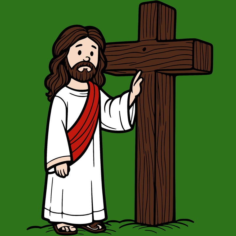 jesus standing beside the cross