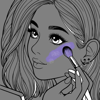 a realistic girl doing her makeup