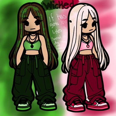 girl in baggy pants crop top and long hair