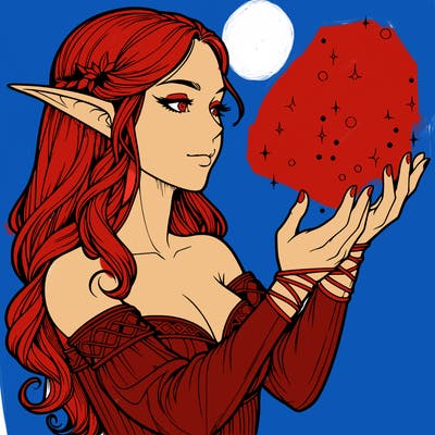 realistic elf girl doing magic