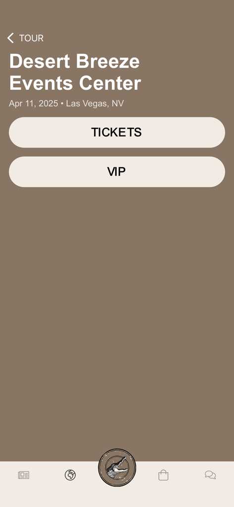 Jordan Davis Parish - Jordan Davis Parish app concert tour page showing tickets and VIP booking options for Las Vegas