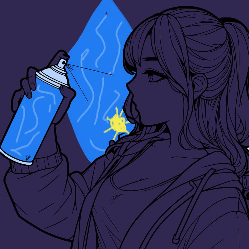 a realistic girl spray, painting