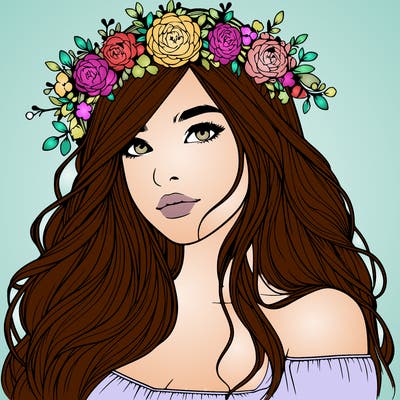 realistic girl with flower crown