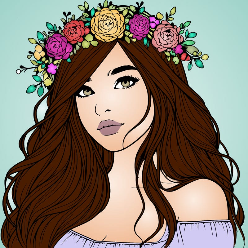 realistic girl with flower crown