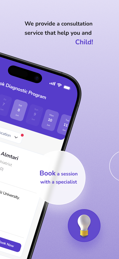 Ynmo - Tifli - Ynmo Tifli app interface for booking a session with a child development specialist