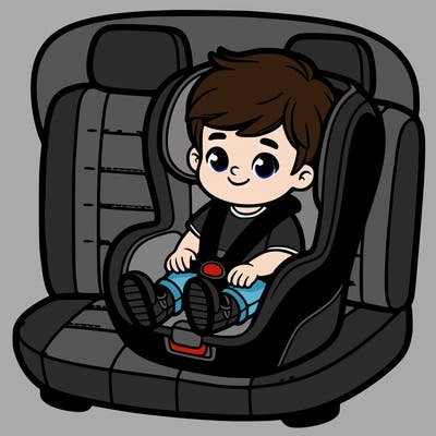 little boy in car seat