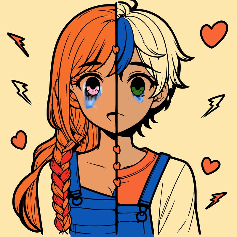 realistic girl boy split