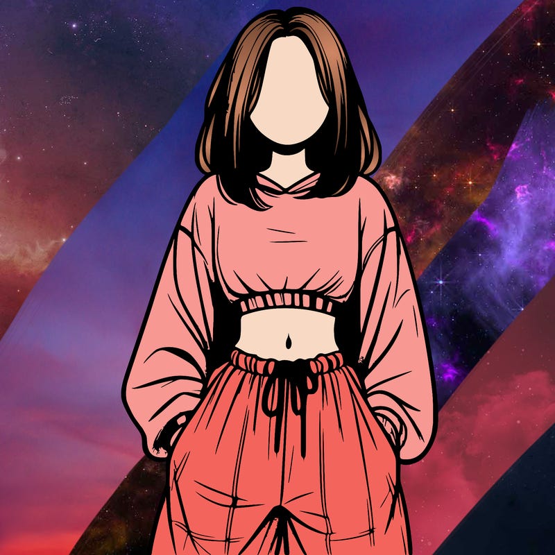 realistic girl faceless with baggy pants and a crop top