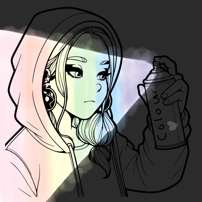 a realistic girl, spray painting