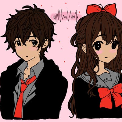 girl and boy together anime