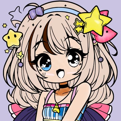 cute anime girl with star accessories