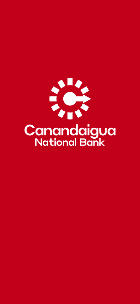CNB Mobile Online Banking - Canandaigua National Bank logo on a red splash screen