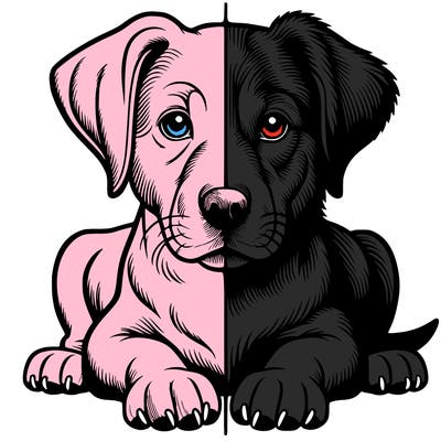 realistic dog split picture