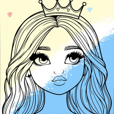 a realistic girl with a crown on