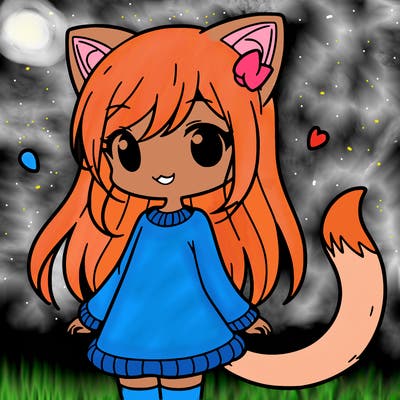 girl with cat ears and tail