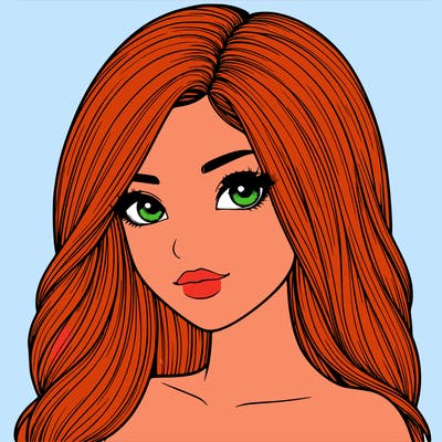 realistic girl with her hair i n front of her face