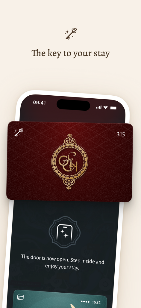 Efteling - Efteling mobile app interface showing a digital key for a hotel room stay