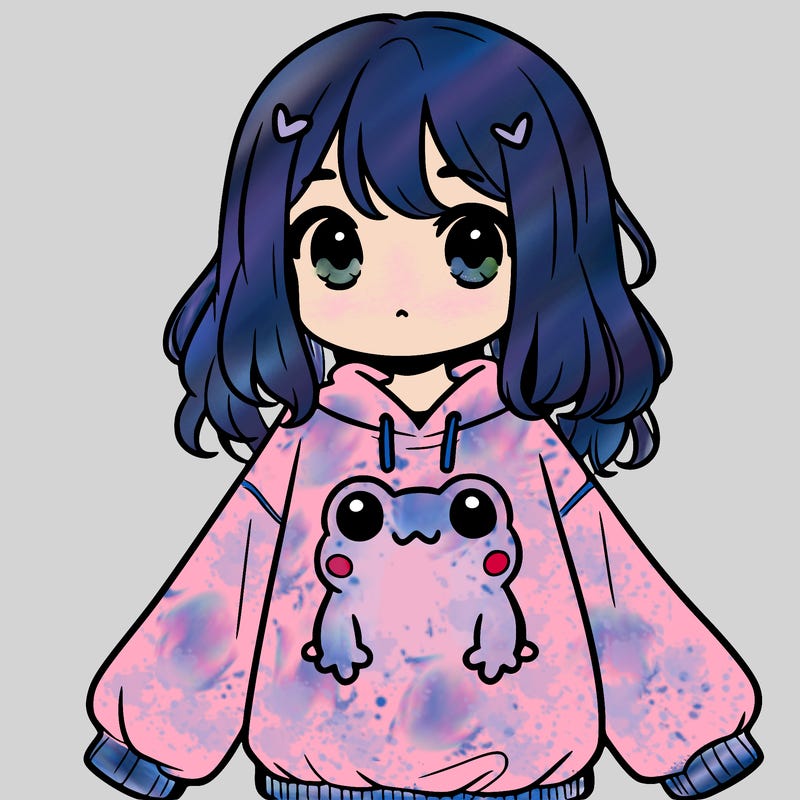 girl wearing frogging sweatshirt