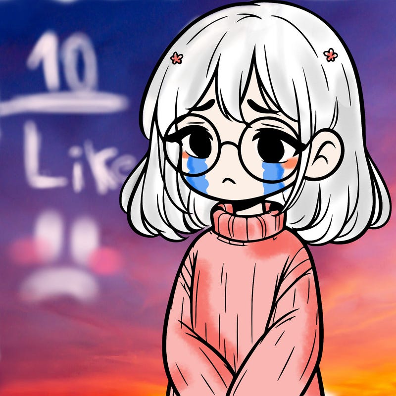 sad girl with glasses in a sweater
