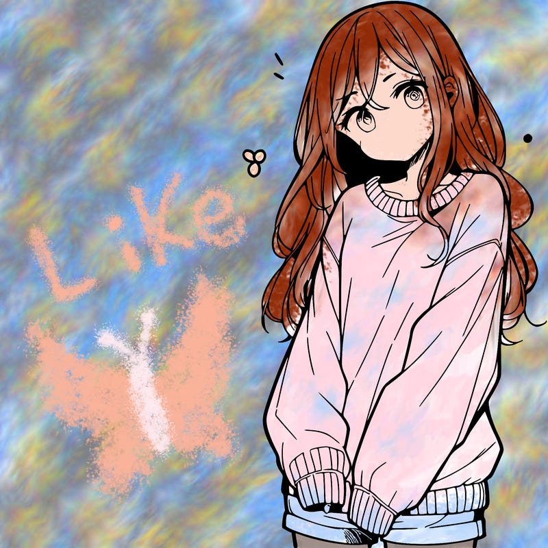manga teen girl  in a sweater and baggy pants