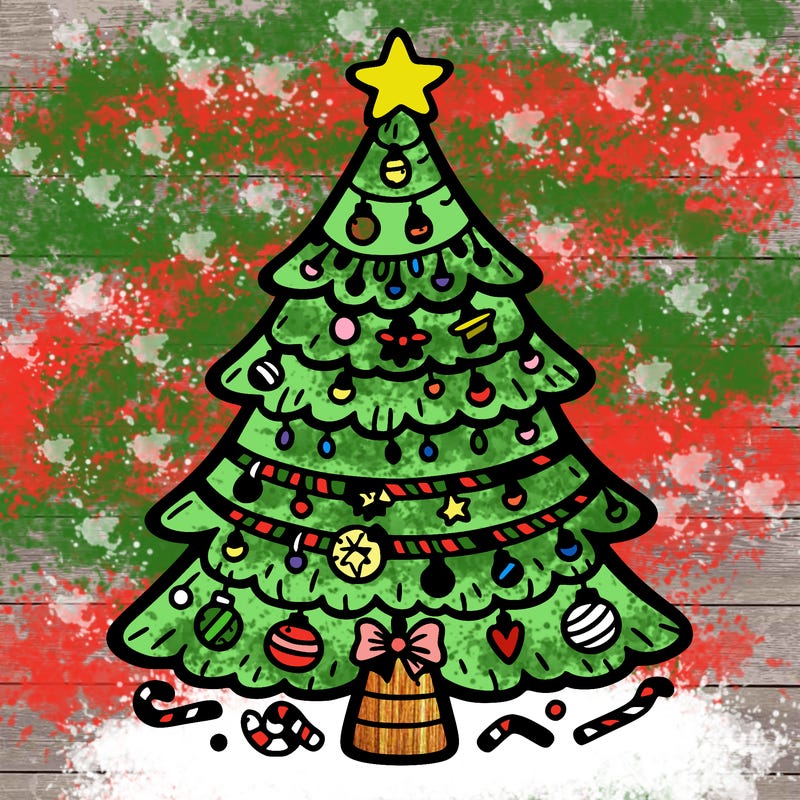 christmas tree with lots of details