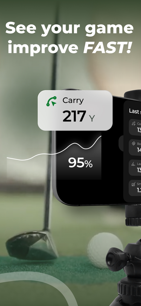 GolfTrak: Phone Launch Monitor - Smartphone using GolfTrak to track shot carry distance and game improvement