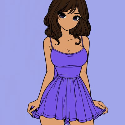 realistic girl in short dress