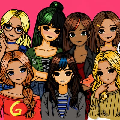 realistic group of girls