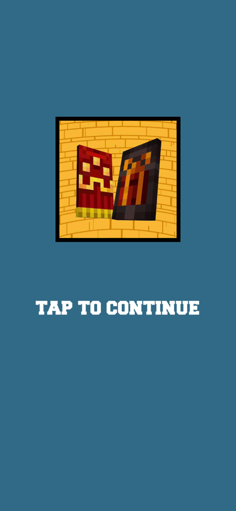 Cape Skin Editor For MCPE - Splash screen of Cape Skin Editor For MCPE showing custom Minecraft capes and a tap to continue button