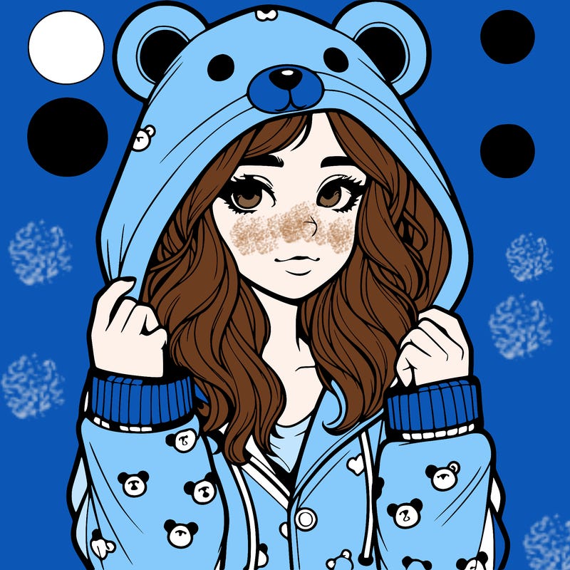 realistic girl in a animal pjs hoodie