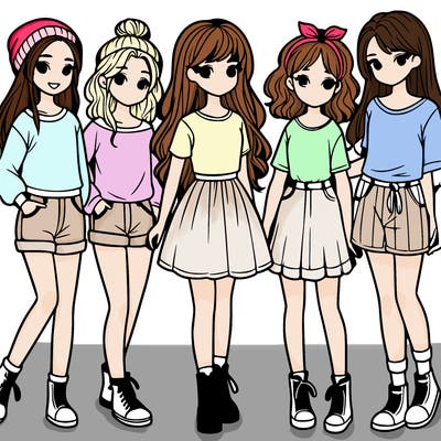 a group of five girls