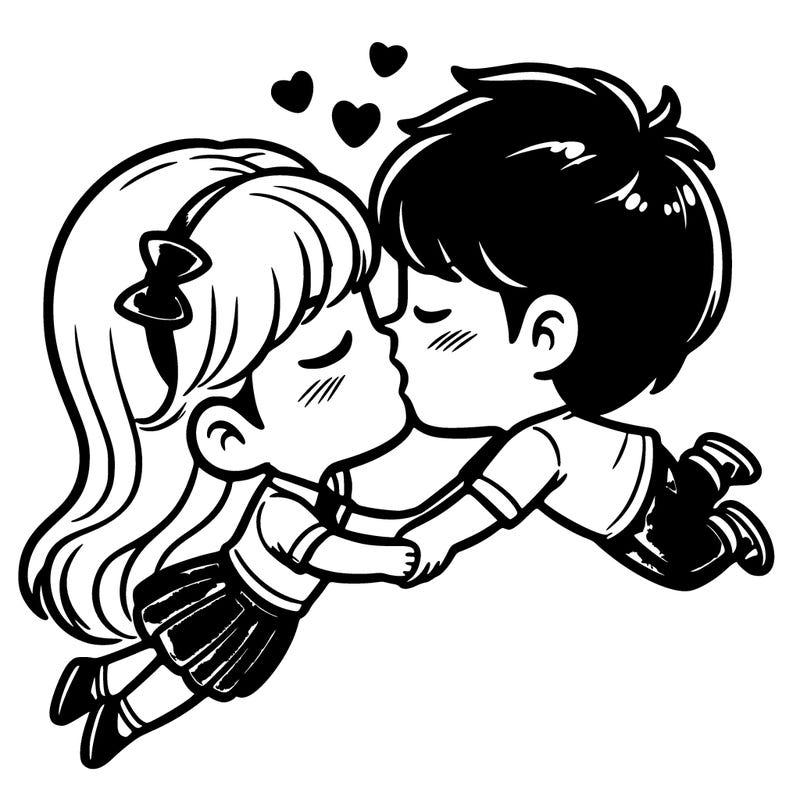 falling in love and kissing