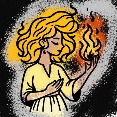 woman with fire