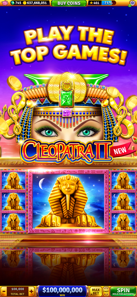 House of Fun: Casino Slots - Macchina da slot Cleopatra II di House of Fun con tema egiziano