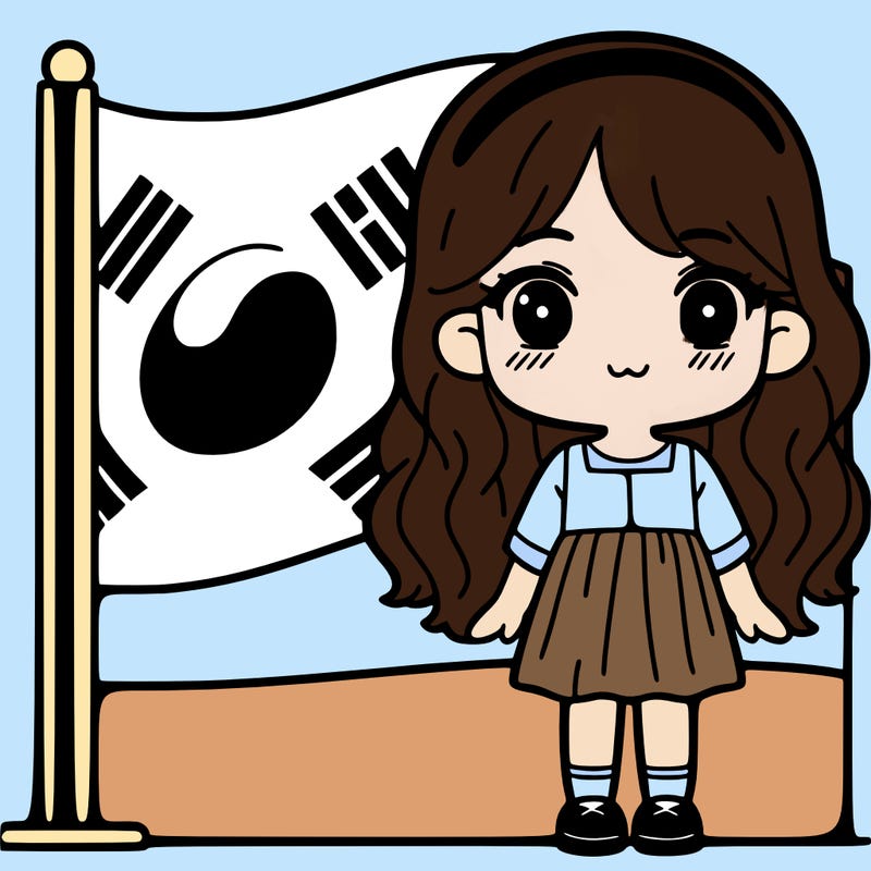 south korean flag with a girl