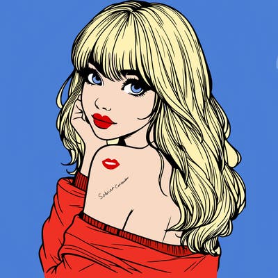 realistic girl with bangs looking over her shoulder