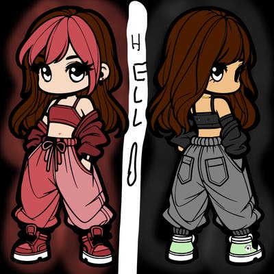 girl in crop top and baggy pants