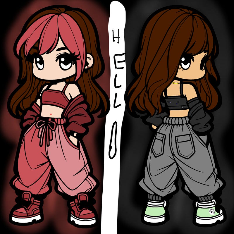 girl in crop top and baggy pants