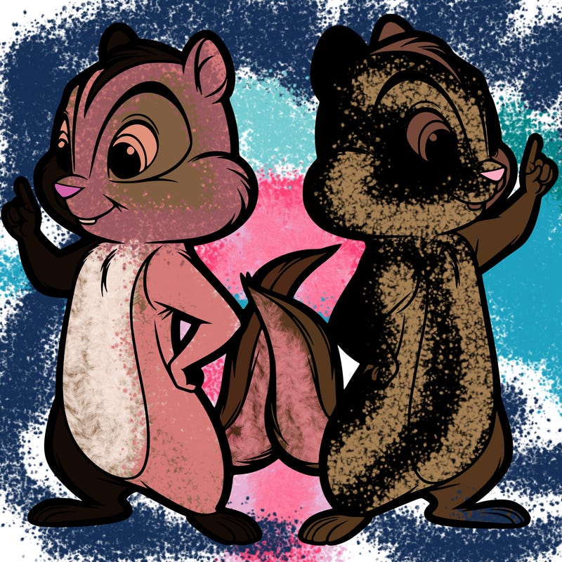 two tamias standing up split realistic