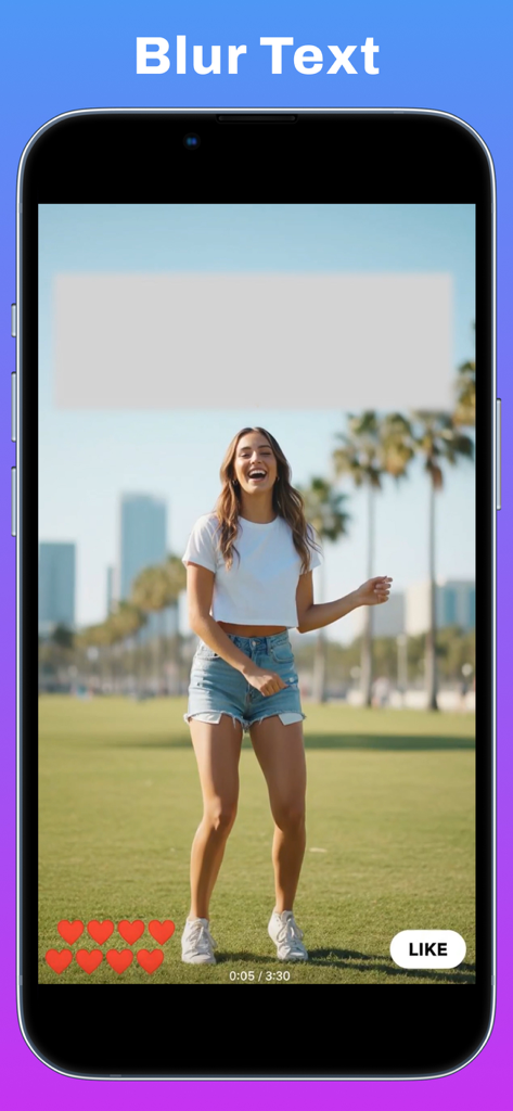 Smartphone screen showing the blur text feature in the Video Text Remover Pro app