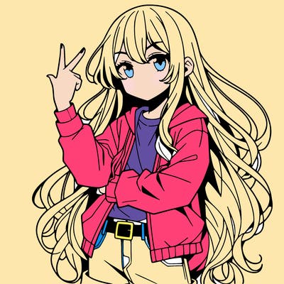 one anime girl with long hair and a cool pose