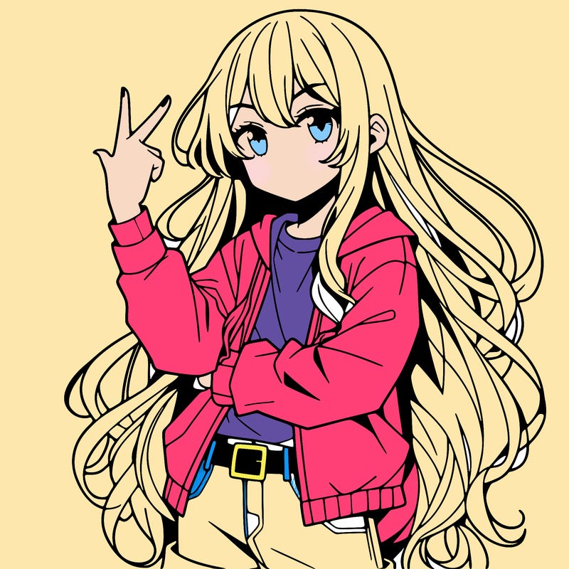 one anime girl with long hair and a cool pose