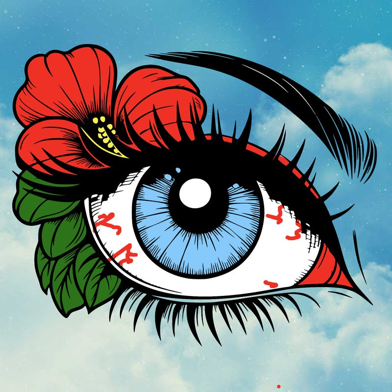 realistic eye with flower